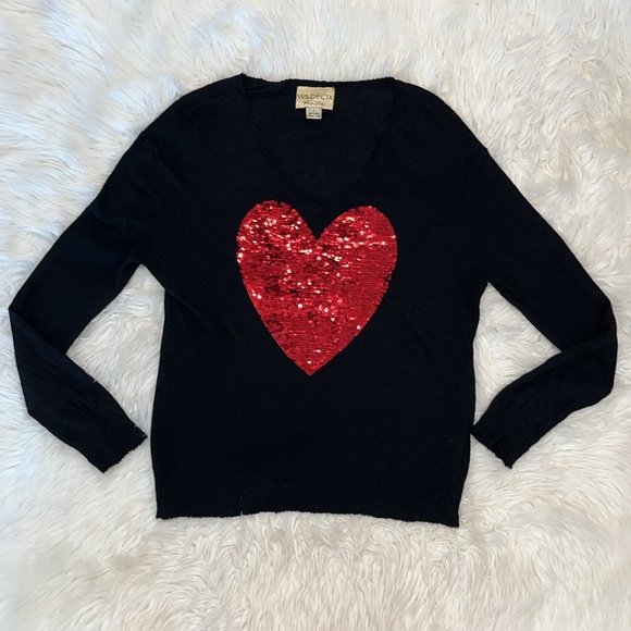 Wildfox White Label Red Sequins Heart ♥️ ~ in Black - Picture 6 of 14